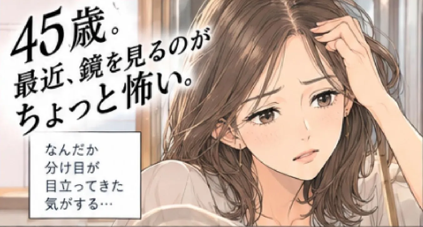 45歳。最近、鏡を見るのがちょっと怖い。なんだか分け目が目立ってきた気がする…