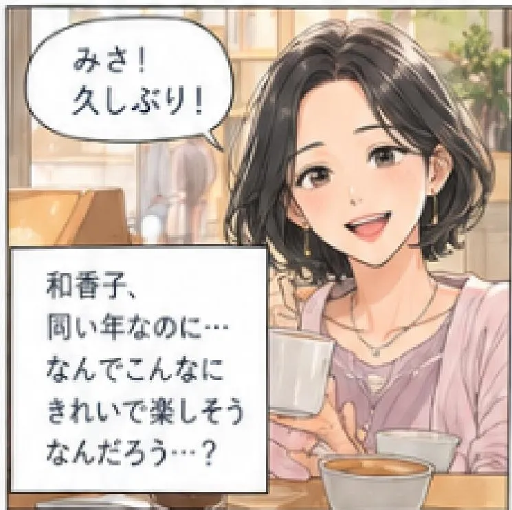 友人の和香子「みさ！久しぶり！」 和香子、同い年なのに…なんでこんなにきれいで楽しそうなんだろう…？